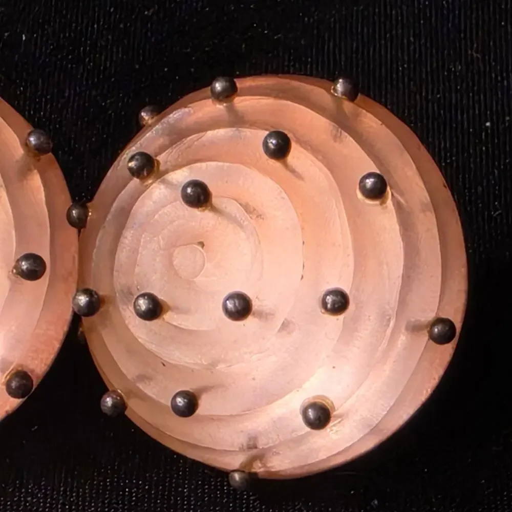 Vintage Alexis Bittar Modernist Studded Dome Resin Clip On Earrings Signed 1